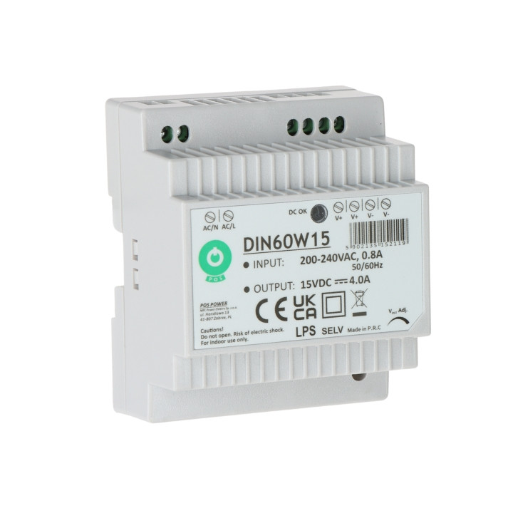DIN60W15 POS 60W 15V DIN Rail Power Supply