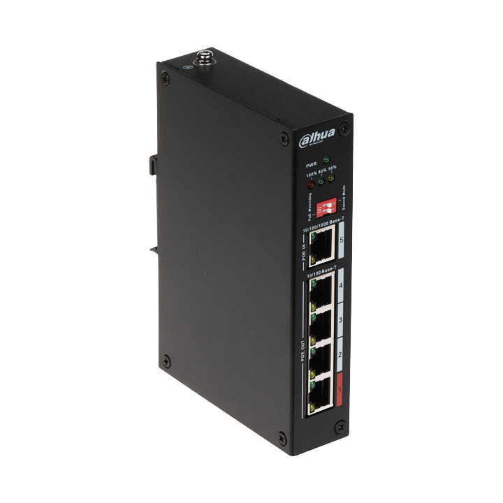 Удлинитель PoE Dahua PFT1500 на 5 портов с 4 портами PoE Out и 1 портом PoE In