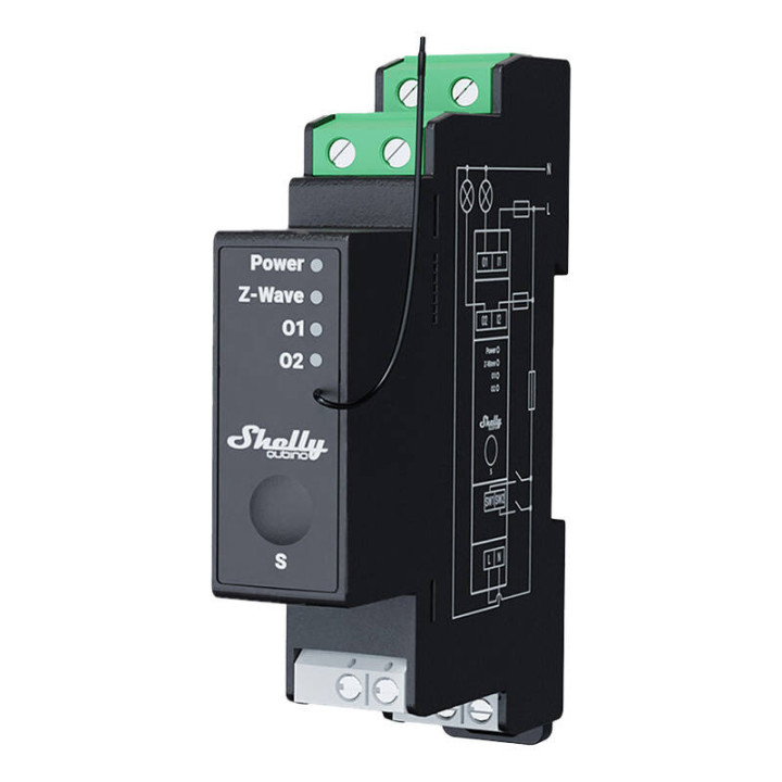Shelly WavePro2PM DIN Rail Relay, 2-Channel, Z-Wave with Energy Metering