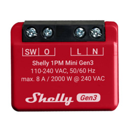 Shelly 1PM Mini Gen3 Smart Switch with Energy Monitoring, WiFi/Bluetooth