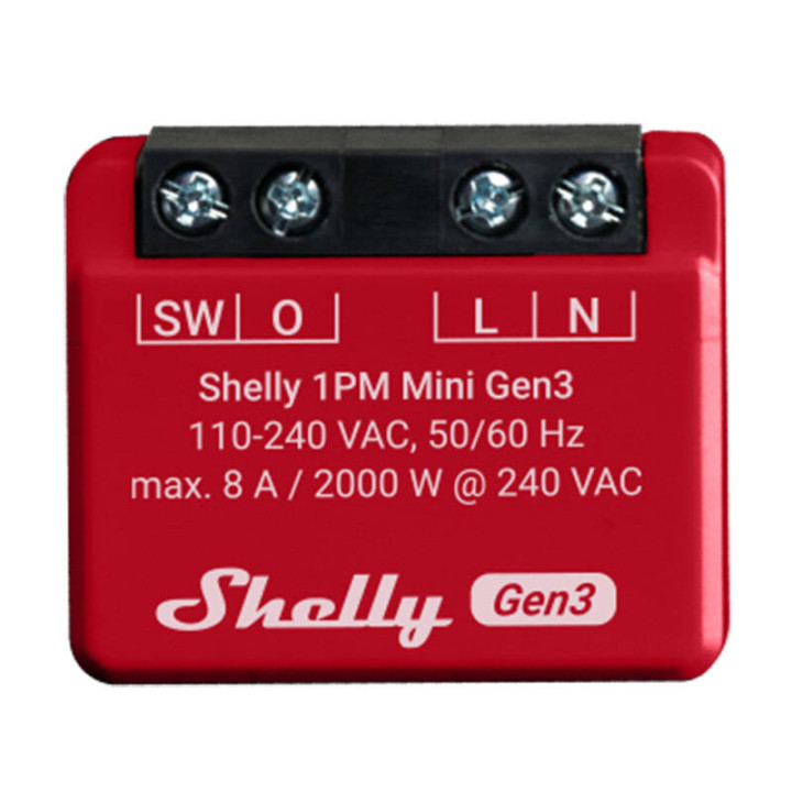 Shelly 1PM Mini Gen3 Smart Switch with Energy Monitoring, WiFi/Bluetooth