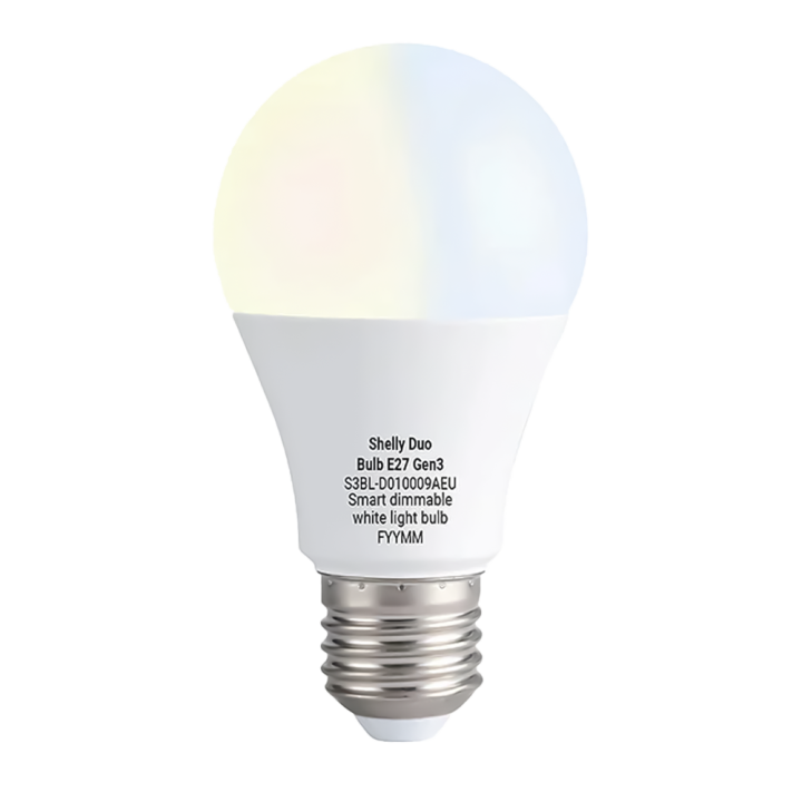 SHELLY SH-CCT-BULB-E27-GEN3 Smart LED Bulb, Wi-Fi/Zigbee/Bluetooth/Matter, CCT, E27