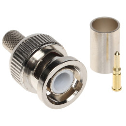 Conector de crimpado BNC macho para cable coaxial RG59 - 75 ohmios - BNC-W/ZAC-RG59*P25