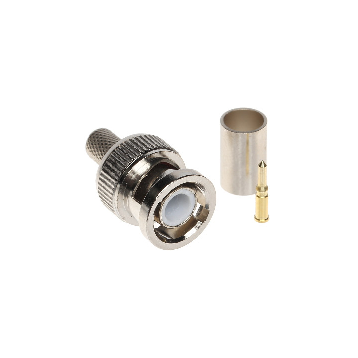 Conector de crimpado BNC macho para cable coaxial RG59 - 75 ohmios - BNC-W/ZAC-RG59*P25