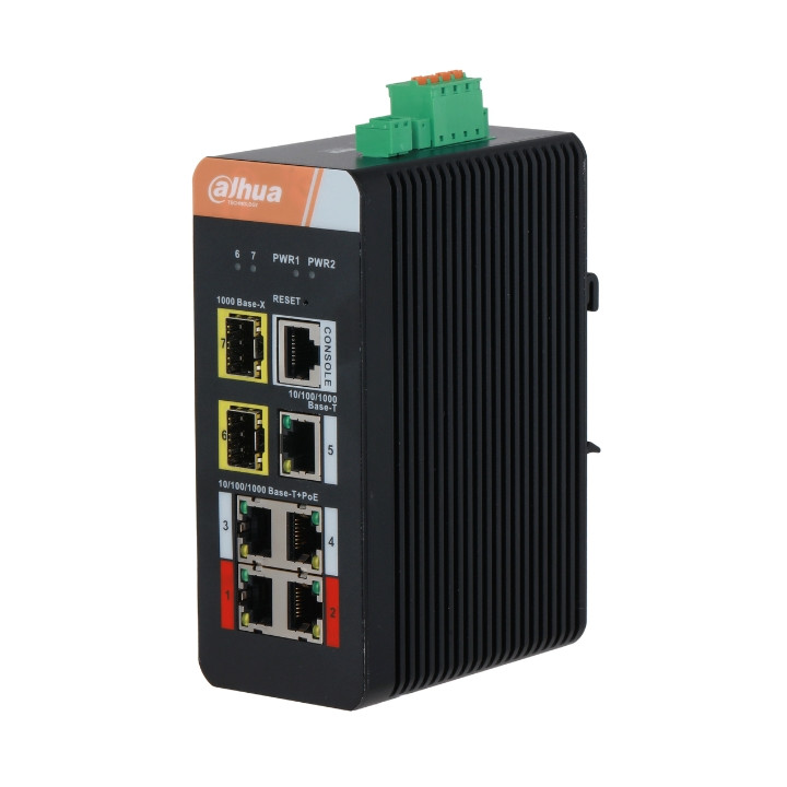 DAHUA IS4207-4GT-120 Industrial Switch, 5 Ports + 2 SFP, PoE