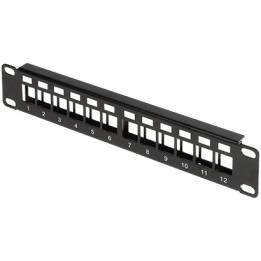 Panel de conexión RJ45 de 12 puertos Keystone PP10-12/K de 10 pulgadas