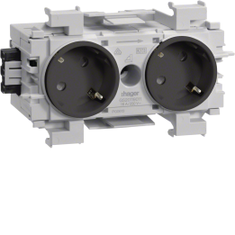 Hager GS20119011 2-Gang Socket-Outlet 45° with Wago Push-In Terminals