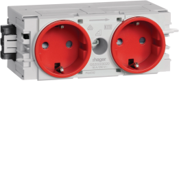 Hager GS20003020 2-Gang Socket-Outlet with Wago C-Profile, Red