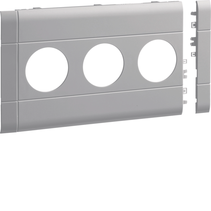 Hager GB120307035 3-Gang Socket Front Plate, BRA/H/S 120, Light Grey