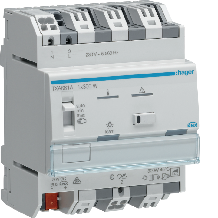 Hager TXA661A KNX Dimmer Module, 1 Channel, 300W