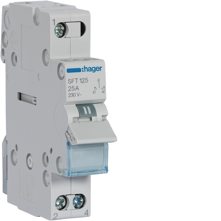 Hager SFT125 1P 25A Centre Off Changeover Switch