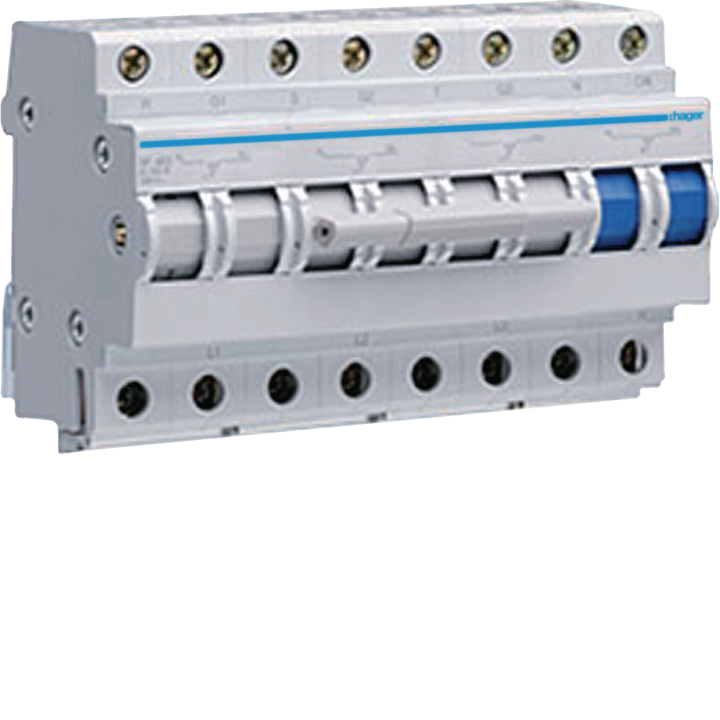 Hager SF463 4 Pole Changeover Switch 63A I-0-II