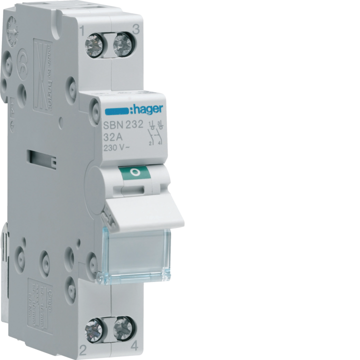 Hager SBM232 Modular Isolator Switch 2P 32A