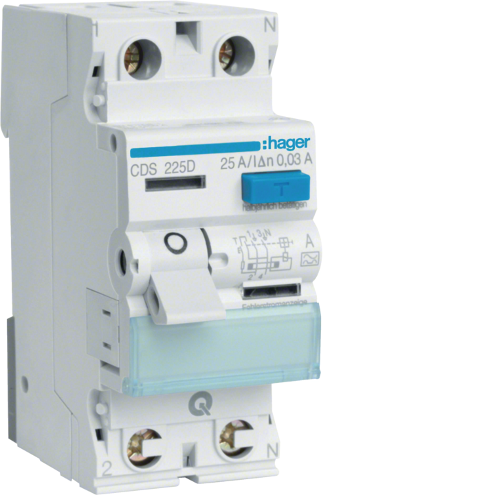 Hager CDS225D RCCB 2P 25A 30mA Type A