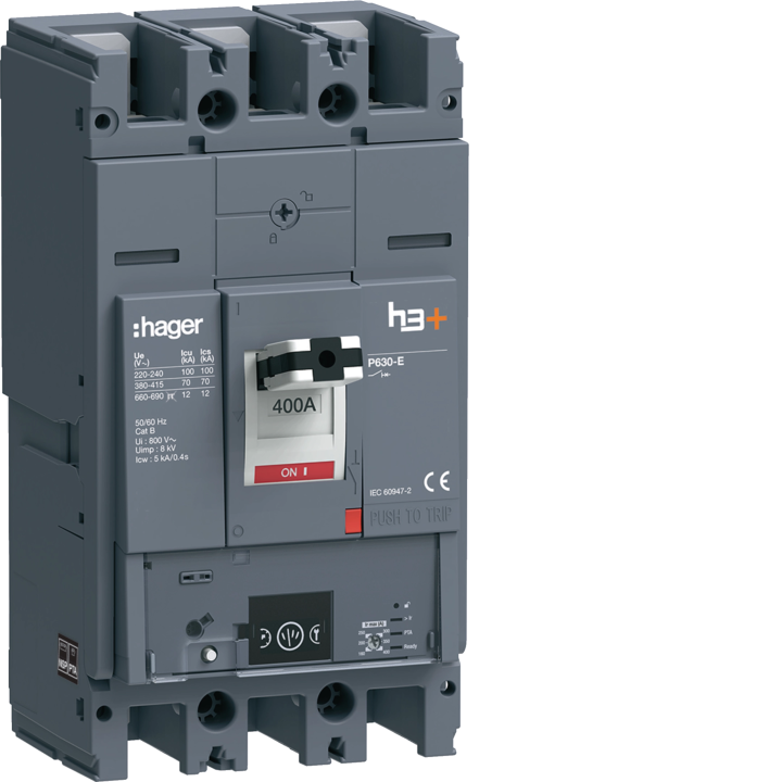 Hager HEW400NR MCCB H3+ P630 Energy 3x400A 70kA