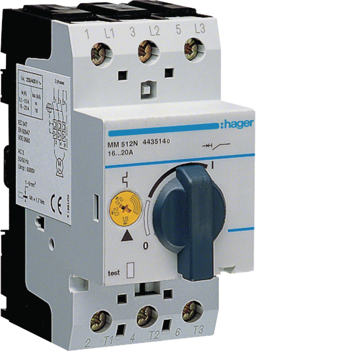 Hager MM512N Motor Starter 16.0-20.0A 2.5M