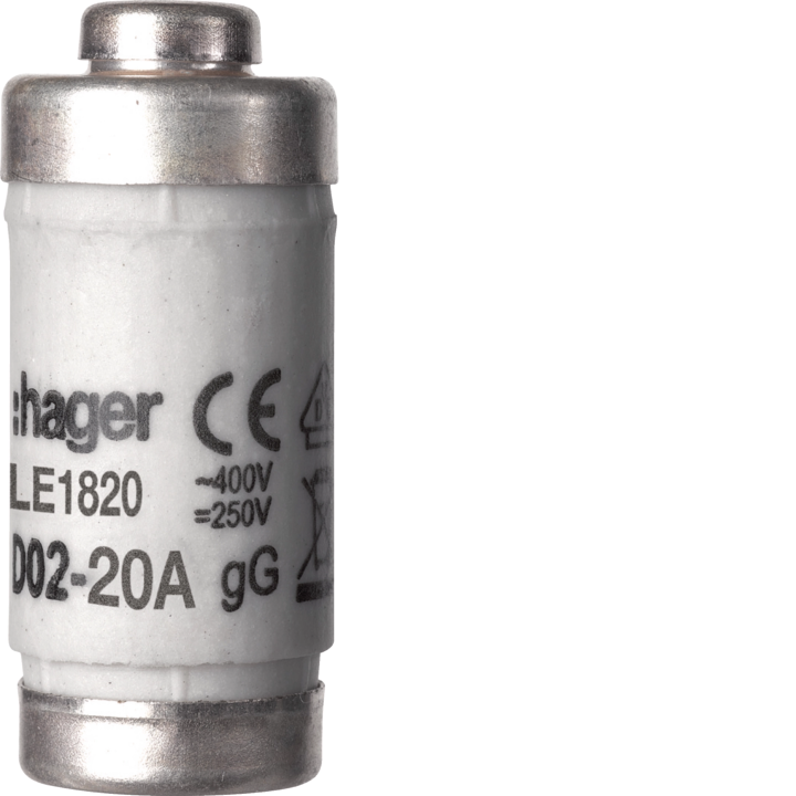 Hager LE1820 Fuse D02 E18 20A 400V gG with Indicator