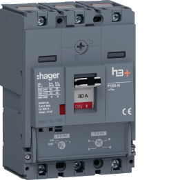 Hager HHS080DC MCCB 3P 80A D Curve 25kA
