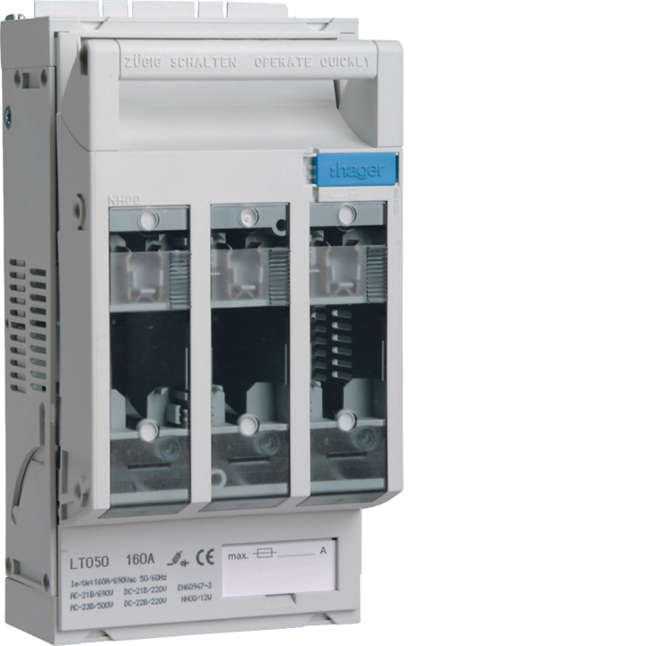 Hager LT050 Fuse-Switch-Disconnector, Size 00, DIN Rail