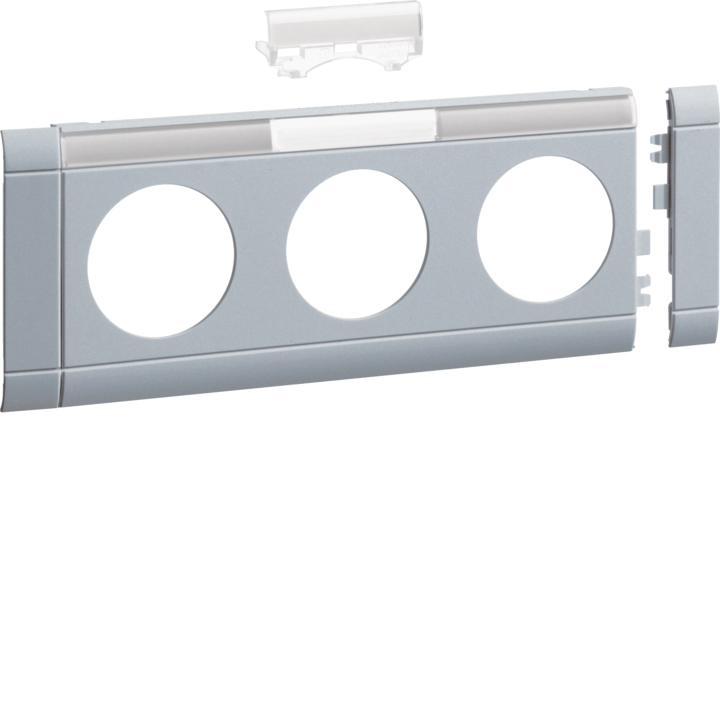 Hager GB08031LAN Plaque frontale 3 prises avec couvercle 80 LF Aluminium