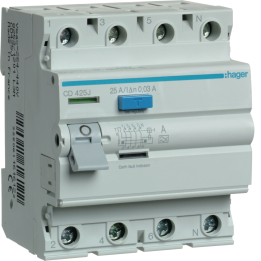 Hager CD425J RCCB 4P 25A 30mA Type A