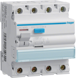 Hager CPA463D RCCB 4P 63A 300mA Type A Selective (S)