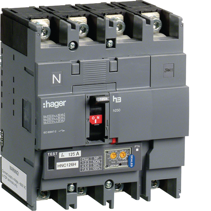Hager HNC251H MCCB 4P 250A 50kA LSI