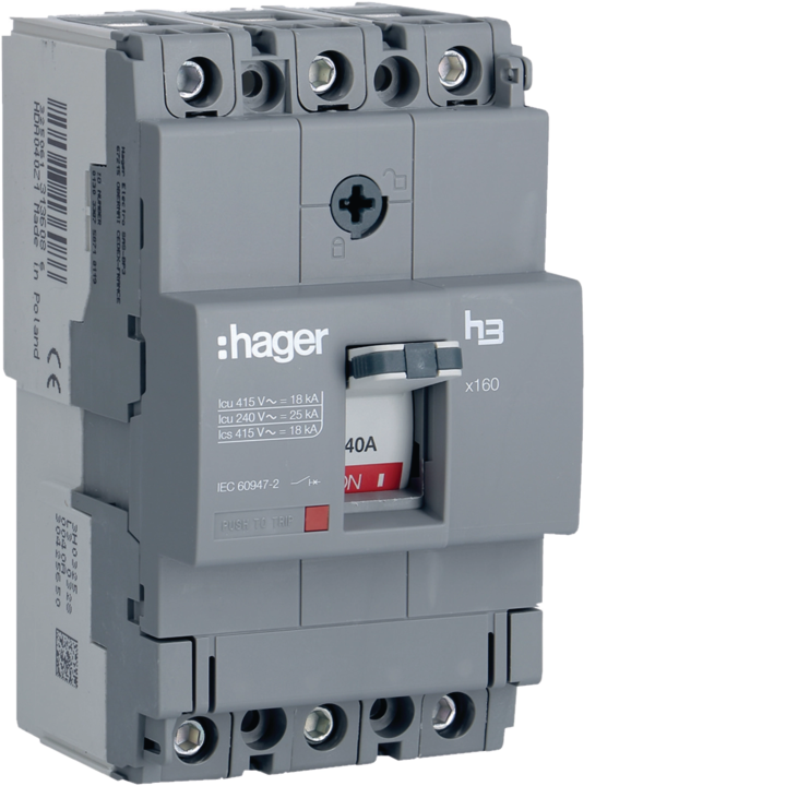 Hager HDA040L MCCB X160 3P 18kA 40A