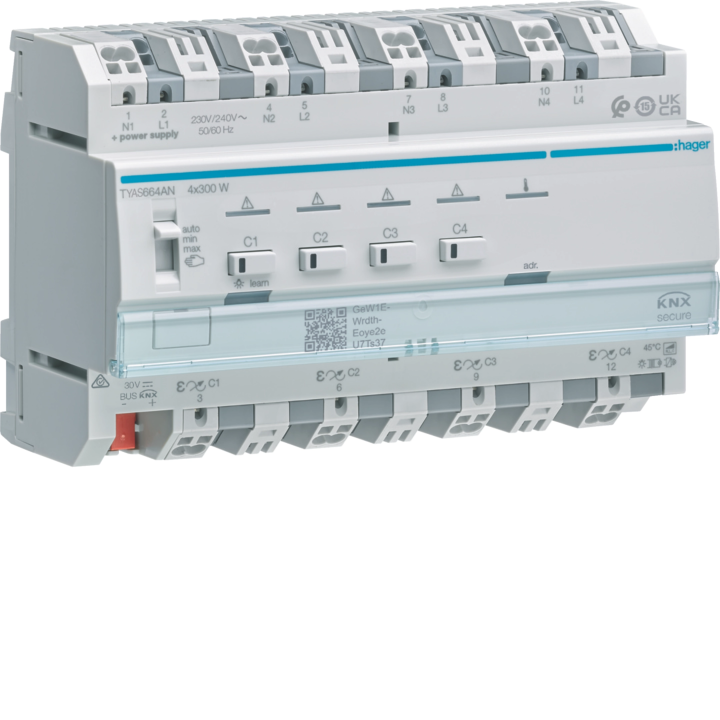Hager TYAS664AN KNX 4-Channel Dimmer 300W