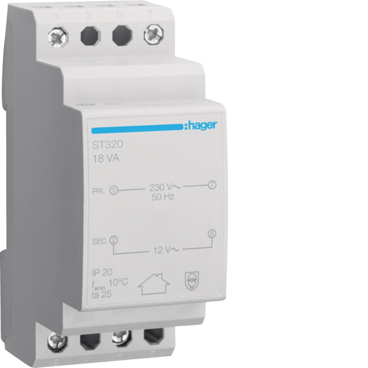Hager ST320 Safety Transformer 18VA 230-12V