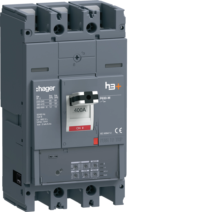 Hager HPW400JR MCCB H3+ P630 LSI 3x400A 50kA