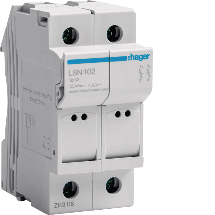 Hager LSN402 Fuse Carrier 2P 25A 400V L32 2M