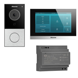 Комплект видеодомофона Akuvox E12S — вызывная панель серебристого цвета + монитор C313W-LP-2 7 дюймов