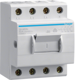 Hager SH463N 4-Pole 63A Main Switch / Isolator, 4 Modules