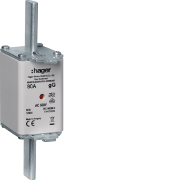 Hager LNH2080M NH2 gG 500V 80A Fuse Link with Central Indicator