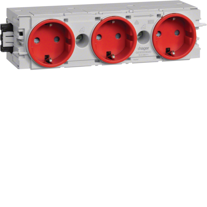 Hager GS30003020 Prise de courant triple, profil C, rouge