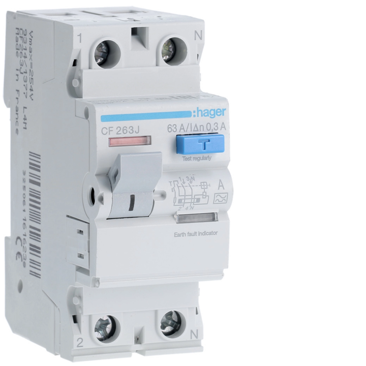 Hager CF263J RCCB 2P 63A 300mA Type A