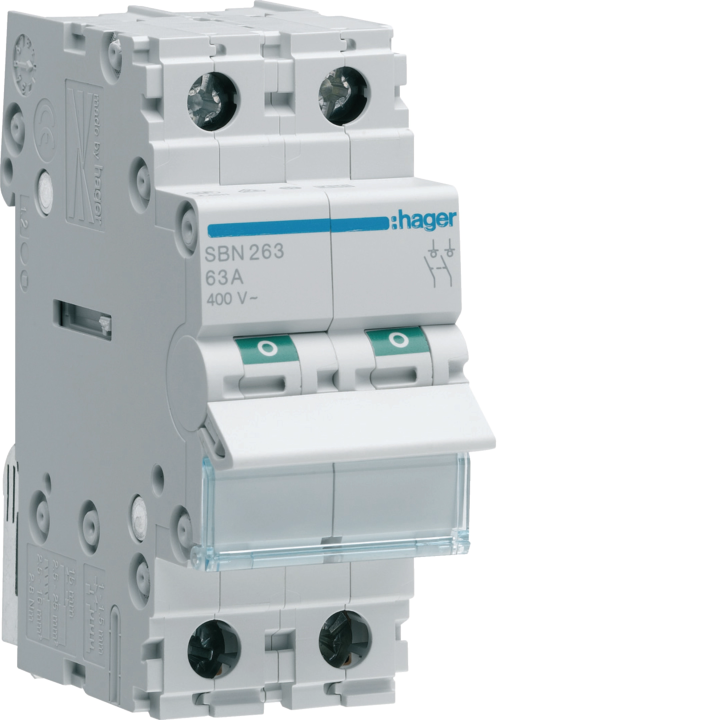 Hager SBN263 2P 63A Main Switch / Isolator