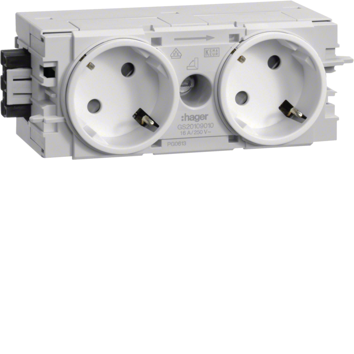 Hager GS20109016 Prise de courant double 45° Wago Profil C Blanc