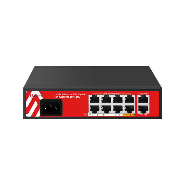 SAFIRE SF-SW8FE2GE-2BT-120W verwalteter PoE+-Switch, 5 Gigabit-Ports, 120 W Budget