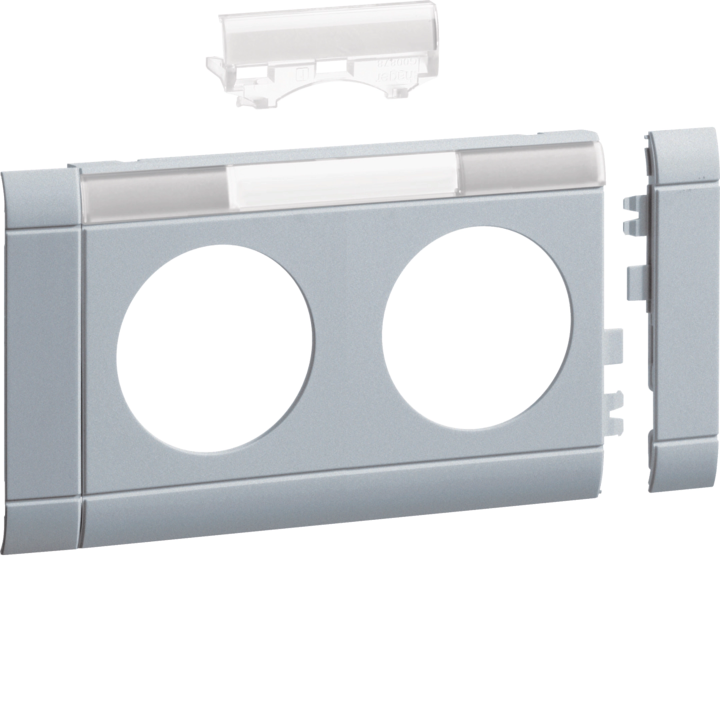 Hager GB08021LAN Plaque frontale 2 prises avec couvercle 80 LF Aluminium