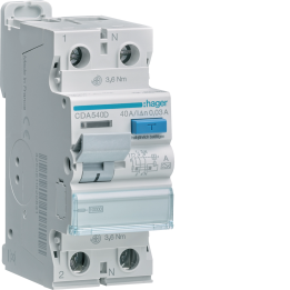 Hager CDA540D RCCB 1P+N 40A 30mA Type A