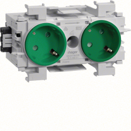 Hager GS20116029 Prise de courant double, vert, montage en surface