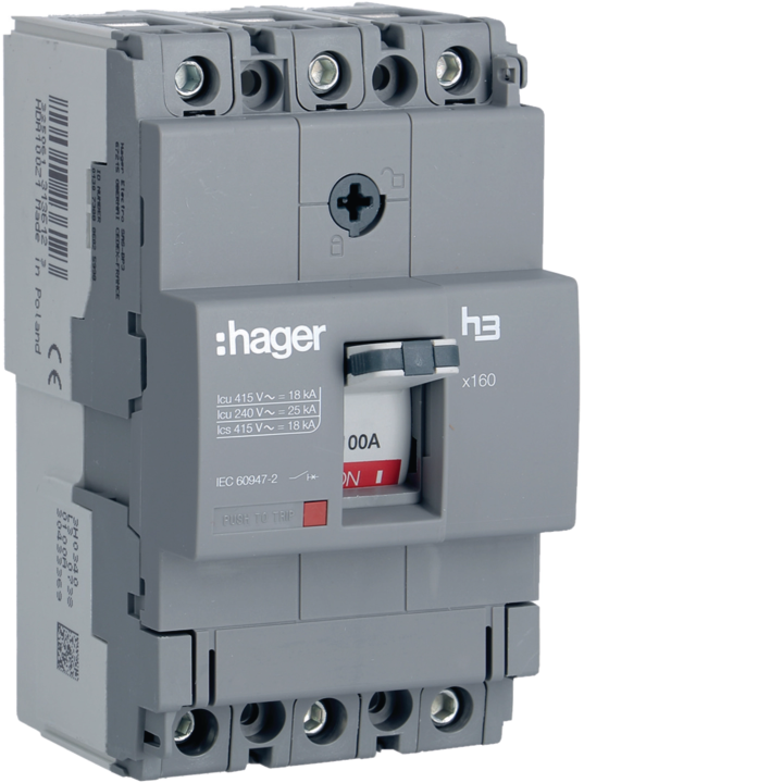 Hager HDA100L MCCB 3P 100A 18kA