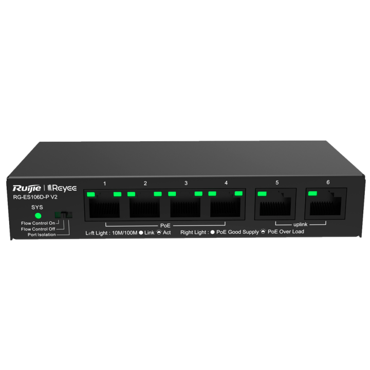 REYEE RG-ES106D-P-V2 5-Port 10/100Mbps PoE Switch