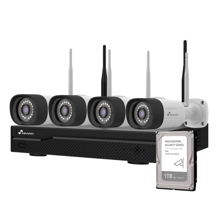 NIVIAN RETAIL NV-KIT1630W6-4CAM-1TB Kit CCTV PoE 4 cámaras