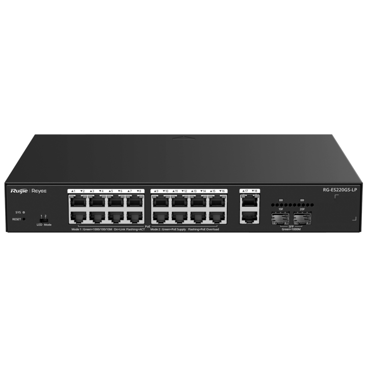 REYEE RG-ES220GS-LP 11-Port Gigabit PoE Managed Switch