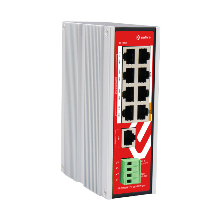 SAFIRE SF-SWI8FE1FE-1BT-80W-DIN Switch PoE 8 porte 80W