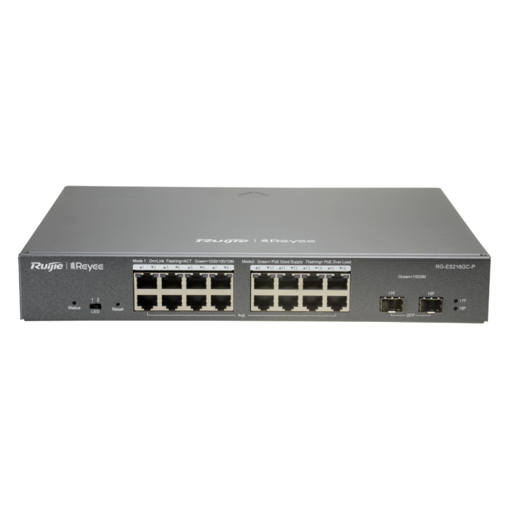 REYEE RG-ES218GC-P Managed Gigabit PoE Switch, 11 Ports