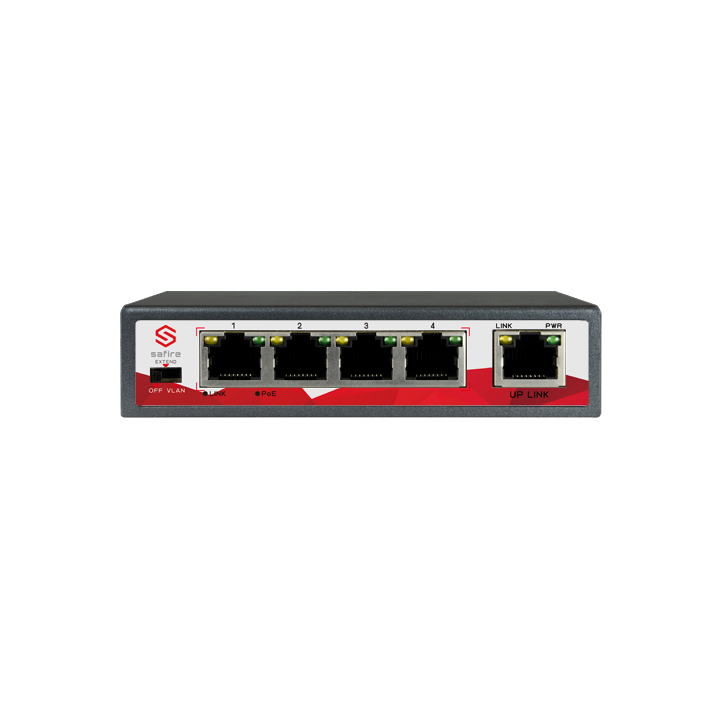 SAFIRE SW0504POE-65W 5-Port Gigabit Managed PoE+ Switch (4 PoE, 65W)